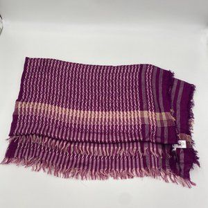 Anna & Ava Purple and Cream Scarf Wrap Frayed Edges 55" wide x 55" wide